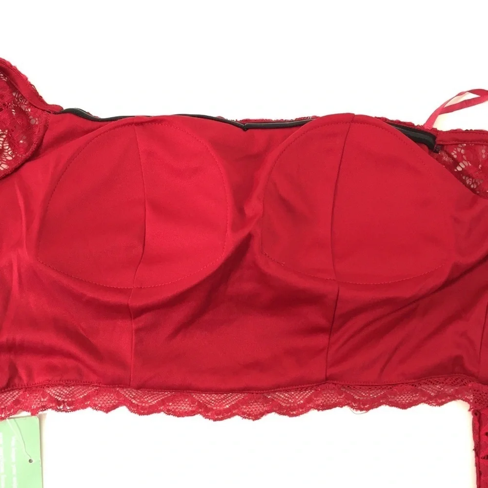 My Michelle Red Lace Sequin Crop Top 11